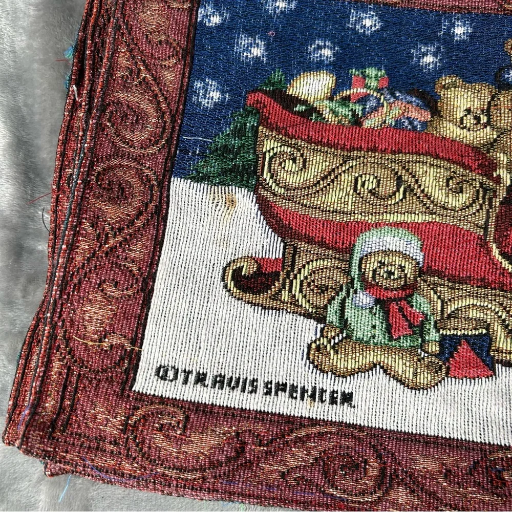 VTG Travis Spencer Tapestry Placemats Christmas Holiday Sleigh Bears Set of‎ 6